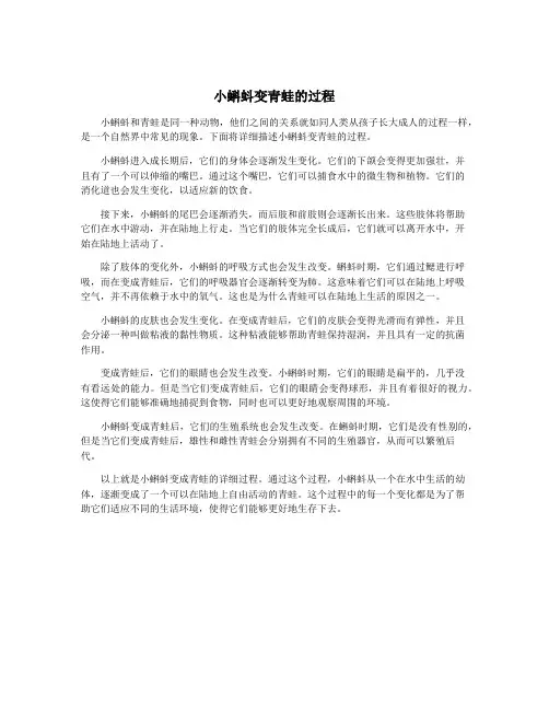 小蝌蚪变青蛙的过程
