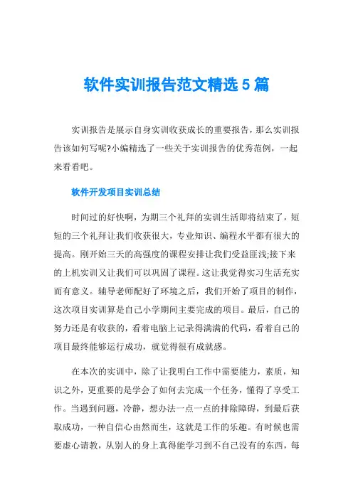 软件实训报告范文精选5篇