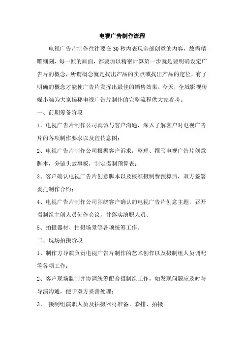 电视广告制作流程
