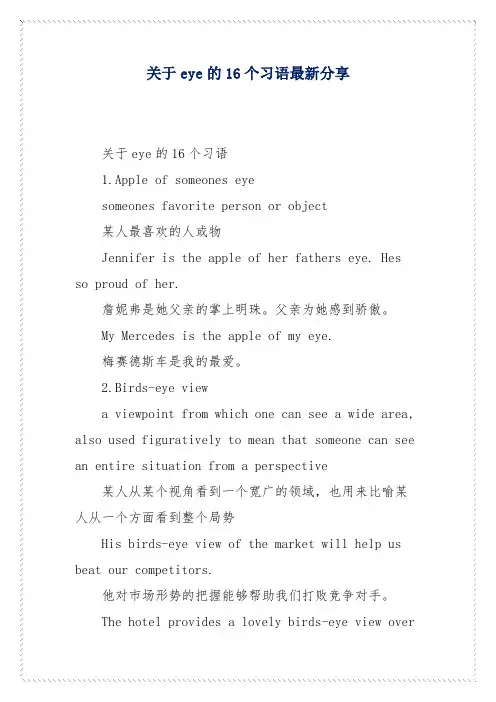 关于eye的16个习语最新分享
