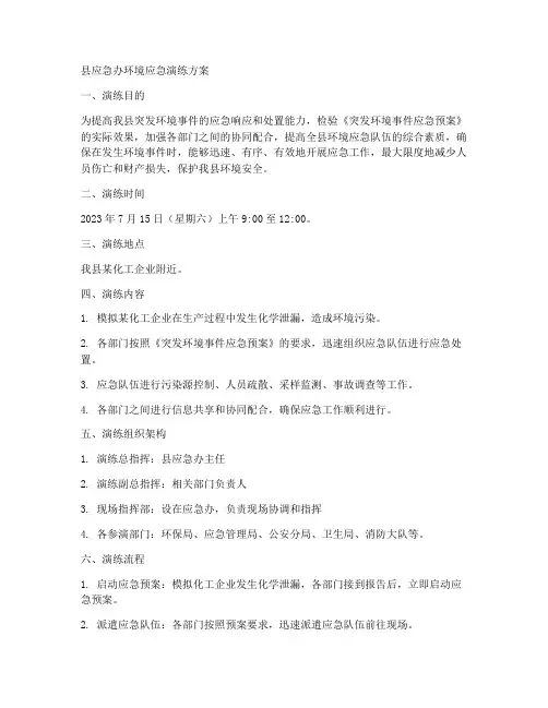县应急办环境应急演练方案