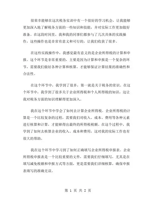 税务实训总结范文