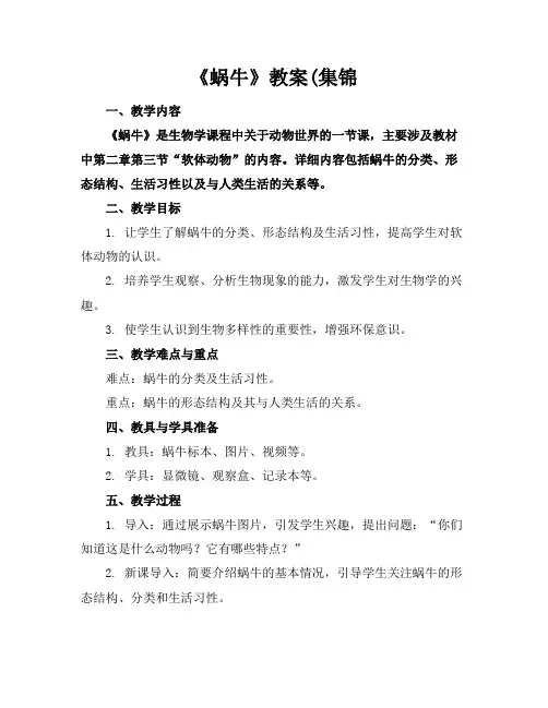 《蜗牛》教案(集锦