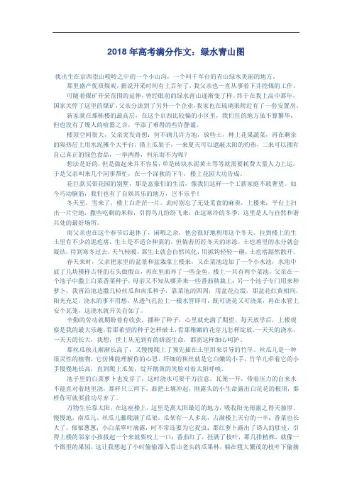 2018年高考满分作文绿水青山图.doc