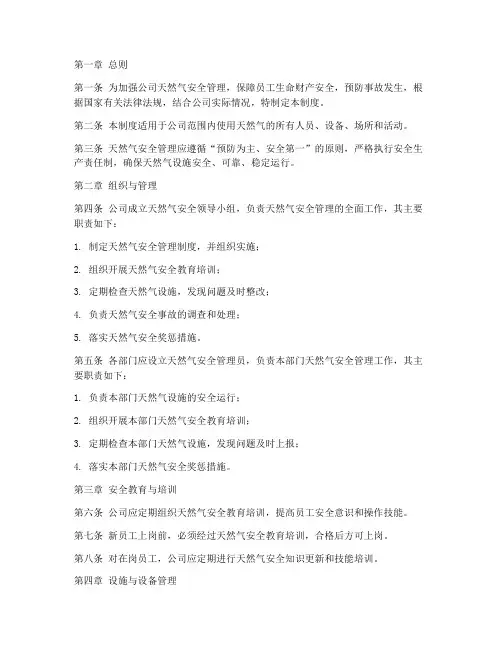 公司天然气安全管理制度