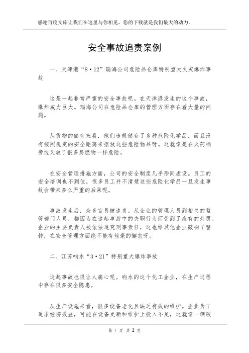 安全事故追责案例