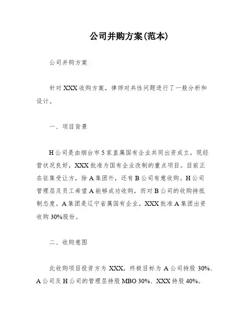 公司并购方案(范本)