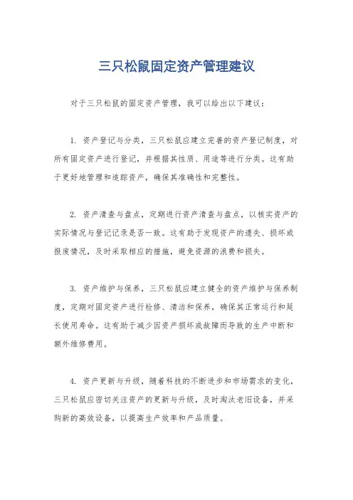 三只松鼠固定资产管理建议