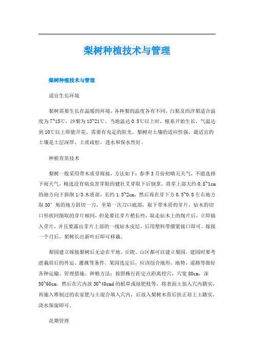 梨树种植技术与管理