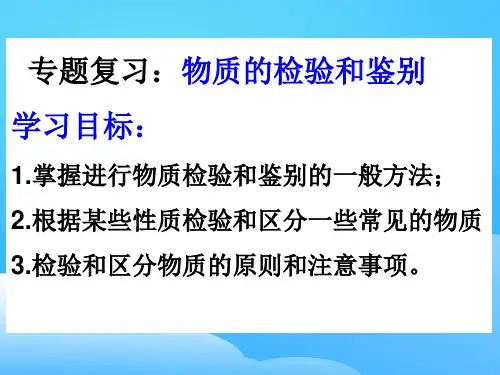 人教版初中化学复习课：专题复习：物质的检验和鉴别 课件ppt