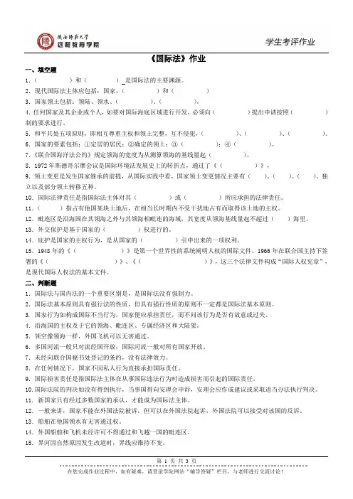《国际法》作业