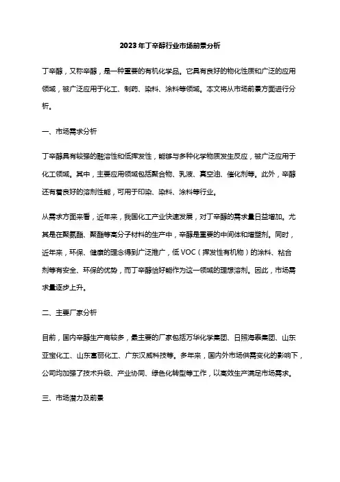 2023年丁辛醇行业市场前景分析