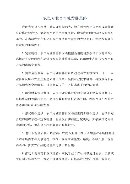 农民专业合作社发展思路