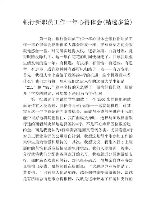 银行新职员工作一年心得体会(精选多篇)