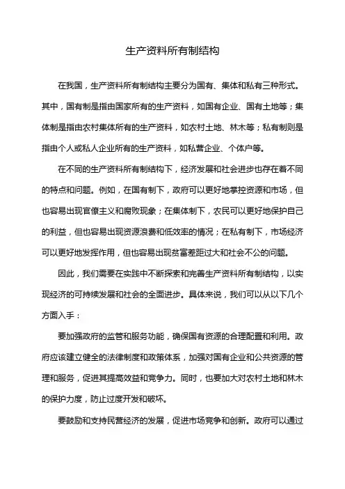 生产资料所有制结构