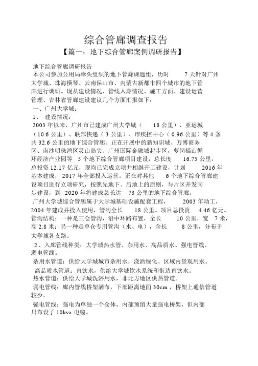 工作报告之综合管廊调查报告