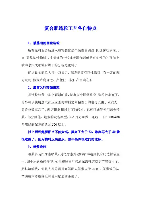 复肥造粒工艺及特点