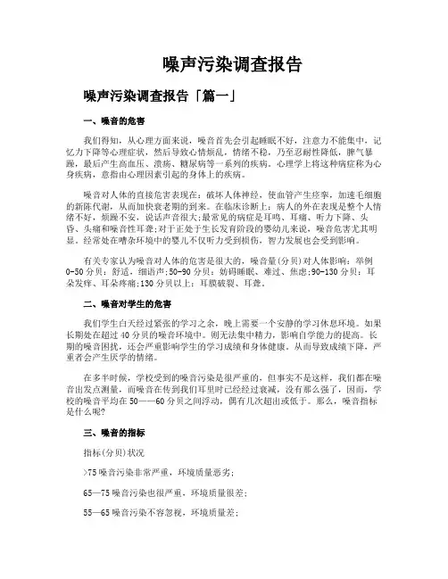 噪声污染调查报告