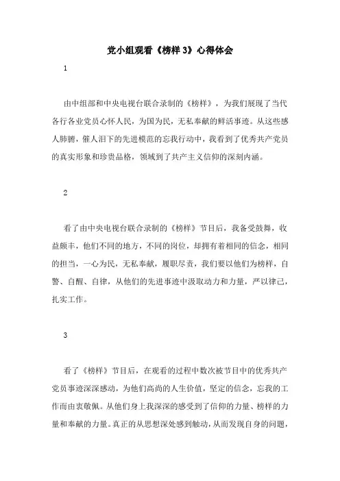 党小组观看《榜样3》心得体会