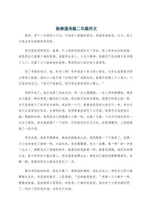跆拳道考级二年级作文