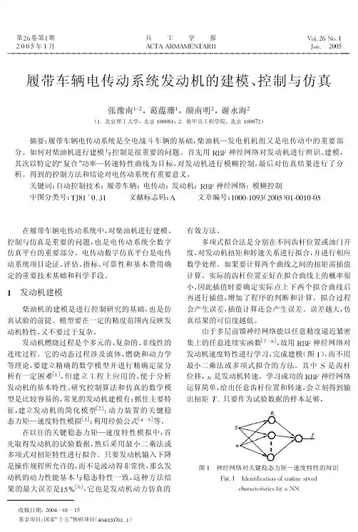 履带车辆电传动系统发动机的建模、控制与仿真