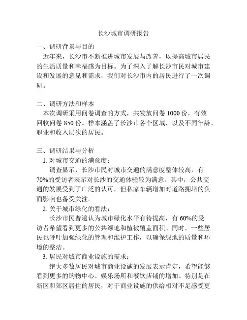 长沙城市调研报告