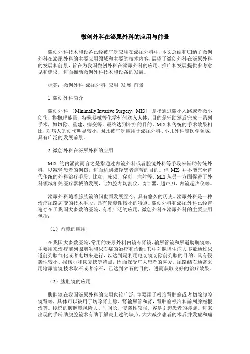微创外科在泌尿外科的应用与前景