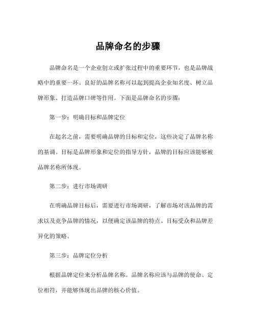 品牌命名的步骤