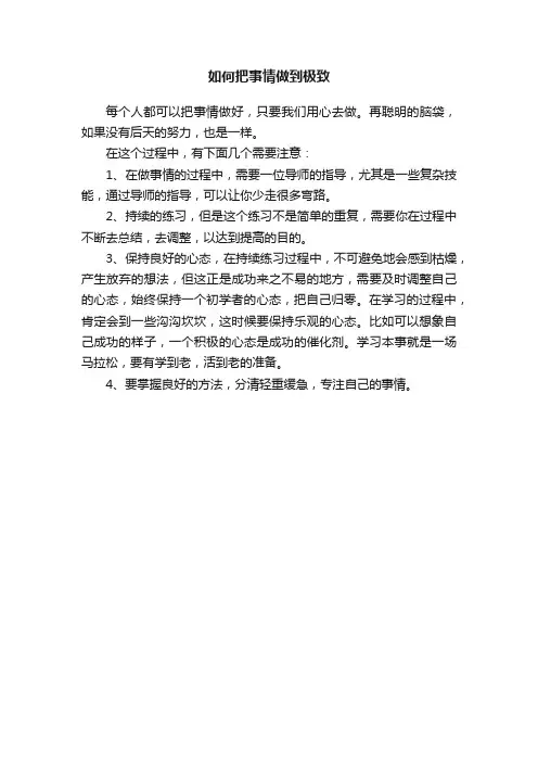 如何把事情做到极致