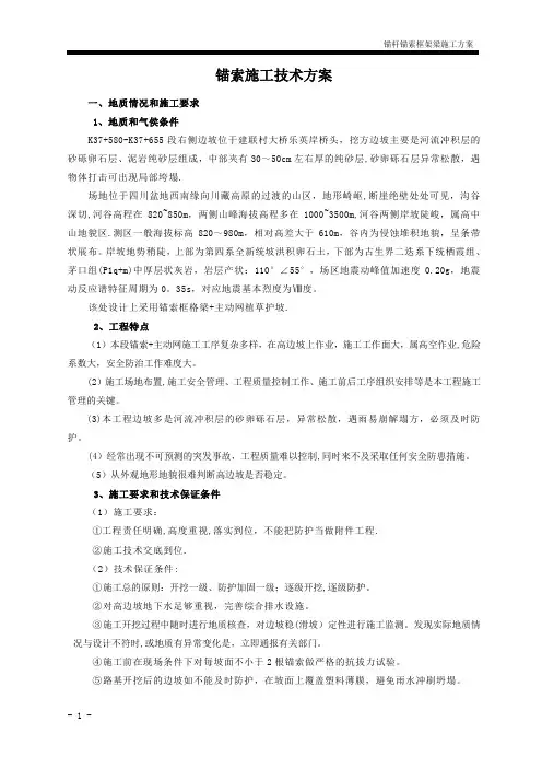 锚索锚杆框格梁施工方案
