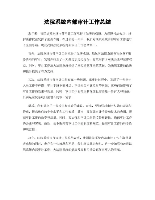 法院系统内部审计工作总结