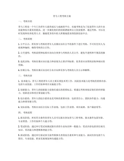 青马工程考核方案