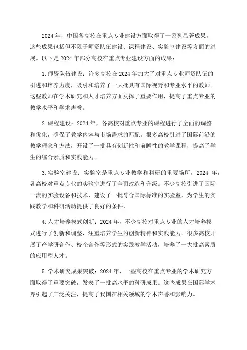 2024年重点专业建设成果