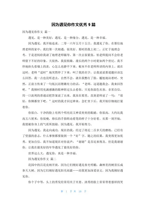 因为遇见你作文优秀9篇