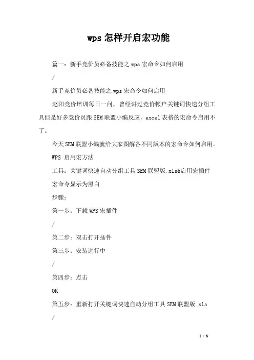 wps怎样开启宏功能
