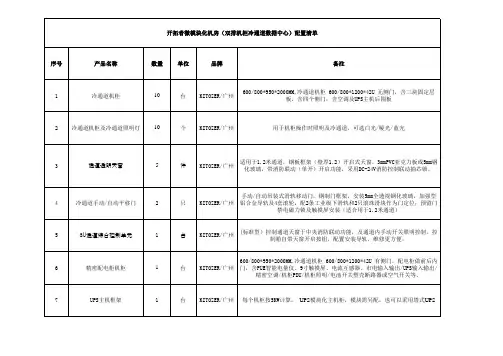 微模块化机房(双排机柜冷通道数据中心)配置清单
