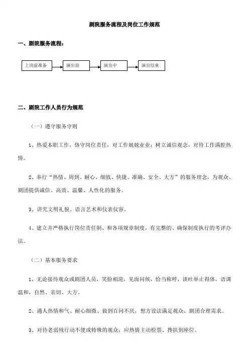 各类剧院剧场服务标准规定