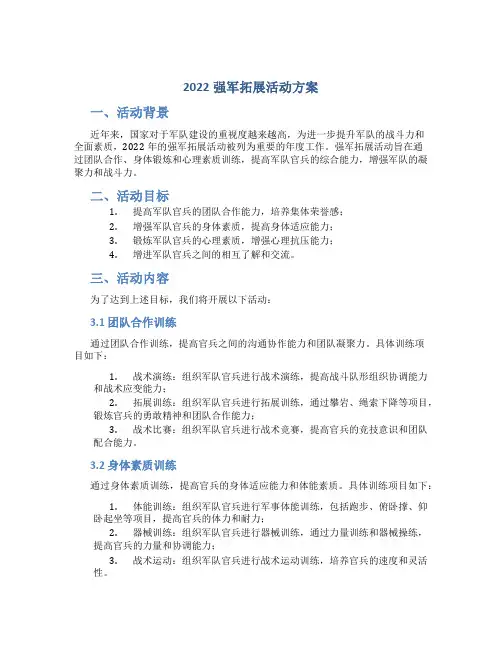2022强军拓展活动方案