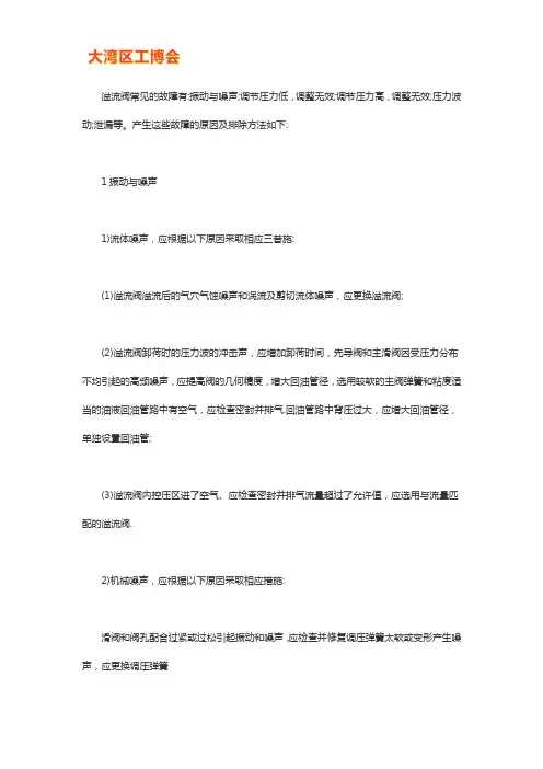 溢流阀故障诊断及处理