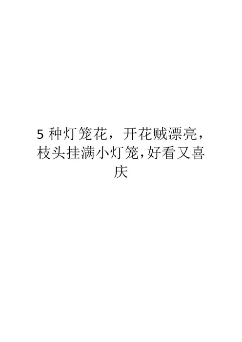 5种灯笼花,开花贼漂亮,枝头挂满小灯笼,好看又喜庆