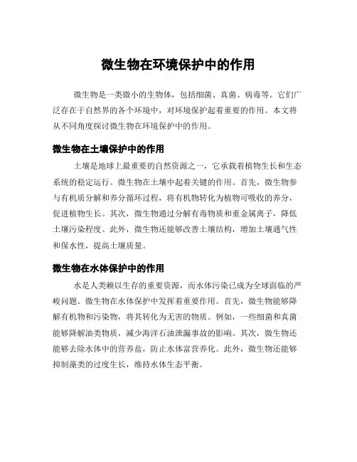 微生物在环境保护中的作用