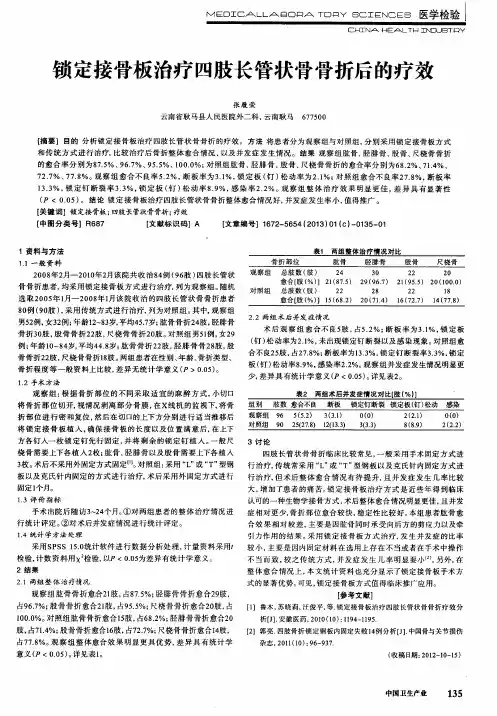 锁定接骨板治疗四肢长管状骨骨折后的疗效