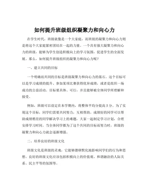 如何提升班级组织凝聚力和向心力