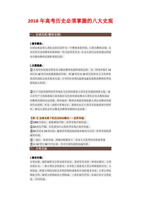 2018年高考历史必须掌握的八大史观