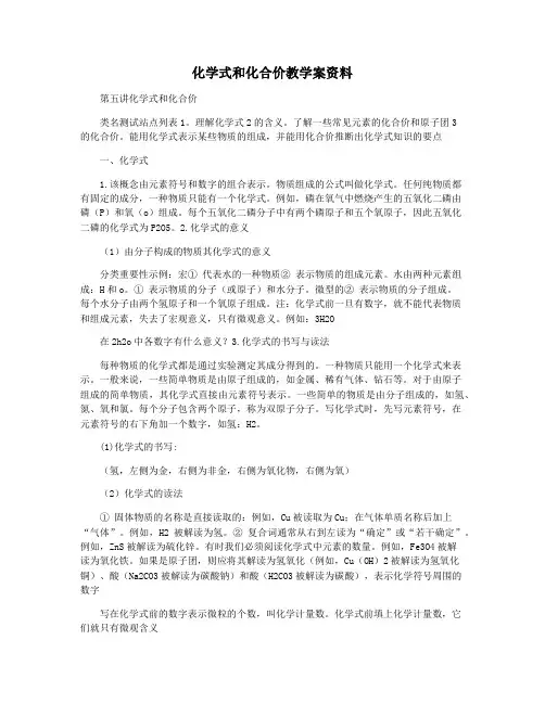 化学式和化合价教学案资料