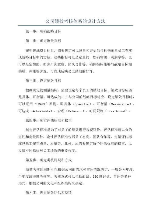 公司绩效考核体系的设计方法