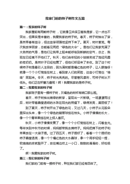 我家门前的柿子树作文五篇