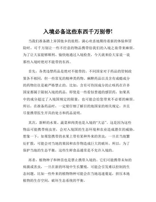 入境必备这些东西千万别带!