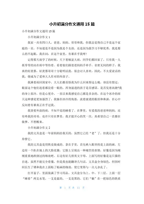 小升初满分作文通用15篇