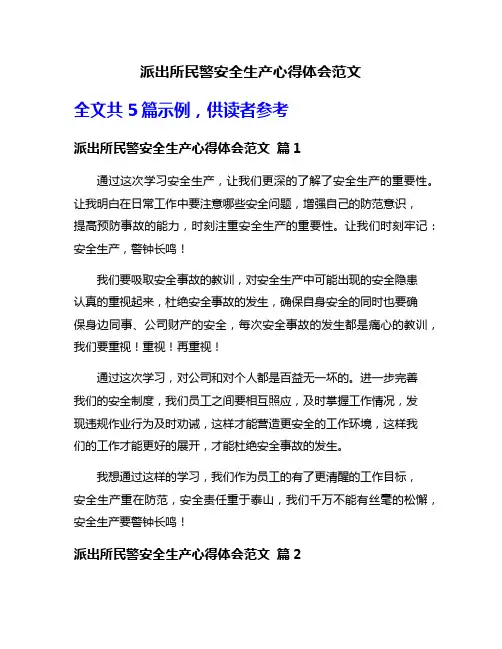 派出所民警安全生产心得体会范文